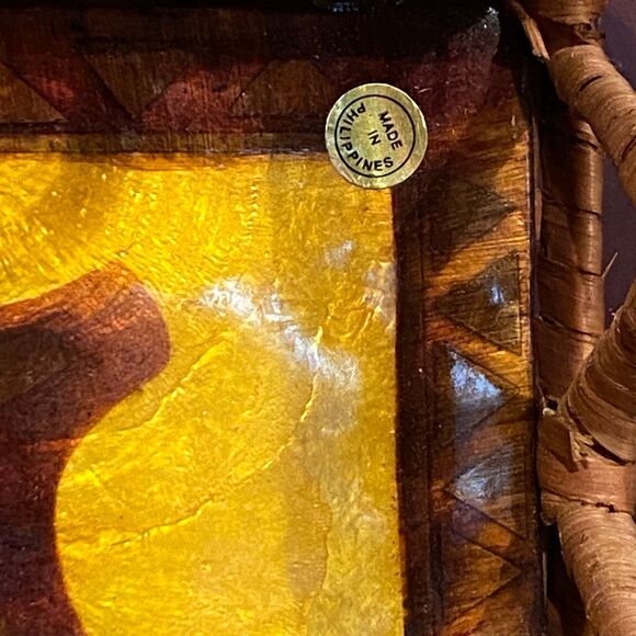 Polynesian Tiki God Capiz Serving Tray AMAZING - Picture 9 of 12